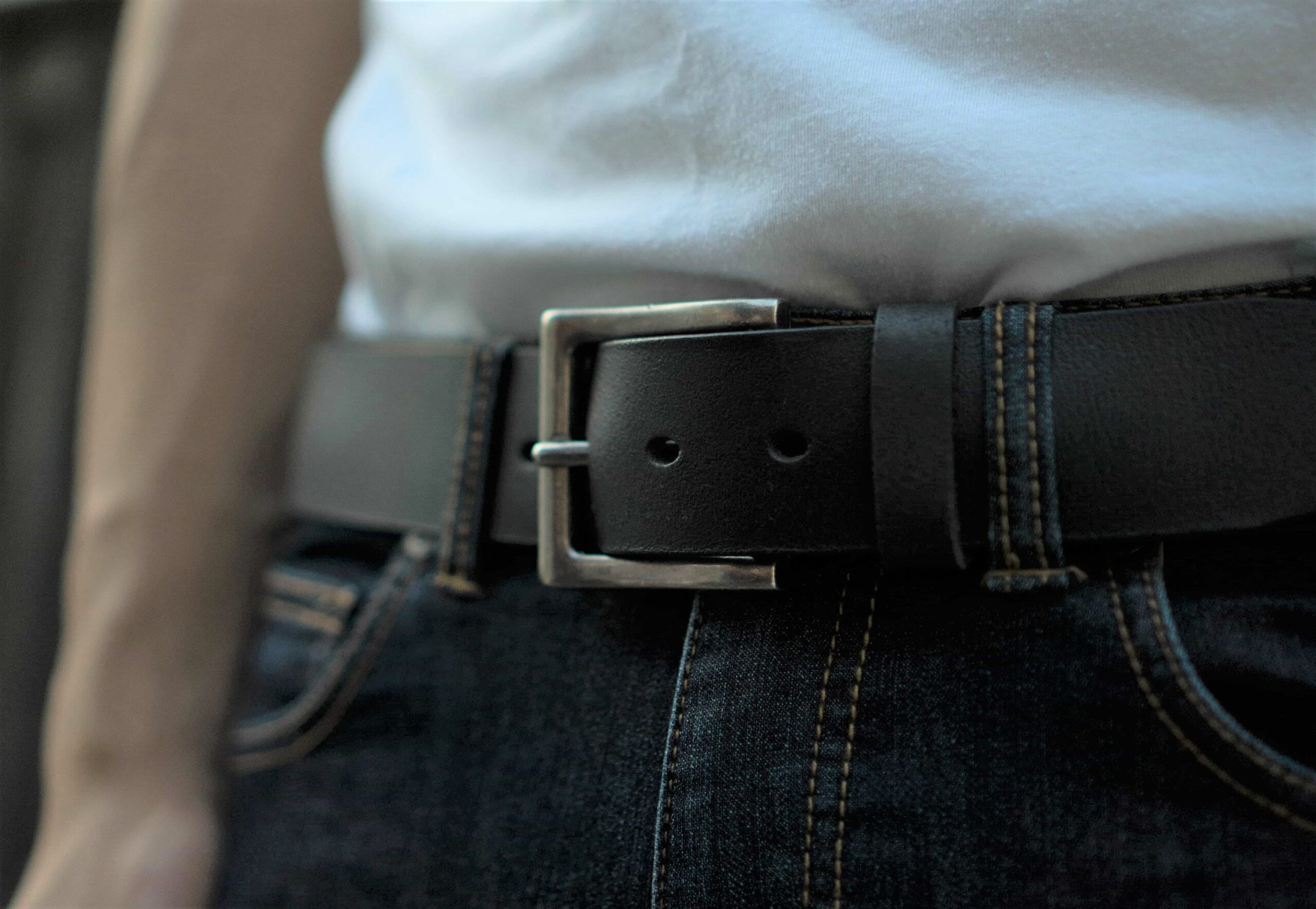 Leather Belt, Classic Black Casual HANDCRAFTED 100% FULL GRAIN Leather Belt Made In Canada. Gift For Him, Gift For Boyfriend, Gift For Dad