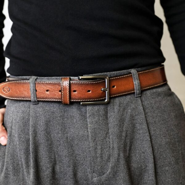 Brown Leather Belt, Full Grain Waist Belt With Buckle, Gift For Him, Anniversary Gift For Boyfriend, Gift For Husband