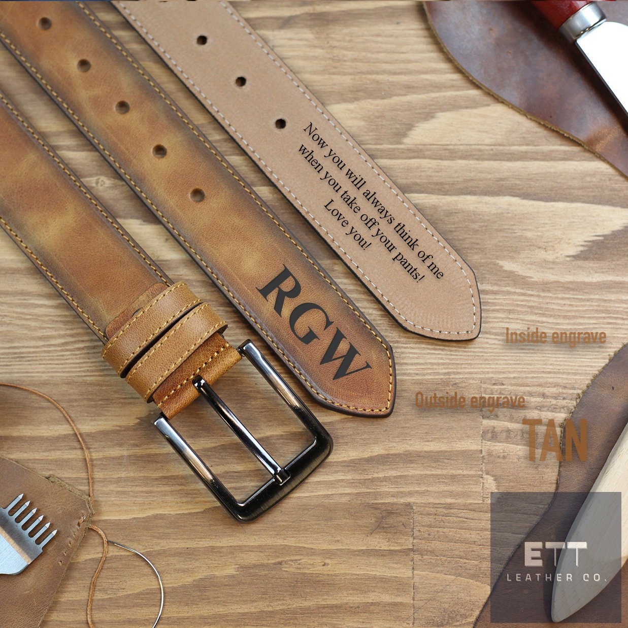 Personalized Leather Belt for Men – Engraved Gift for Him, Custom Anniversary Belt, Gift for Him, Genuine Leather, Engraved Leather Belt - Image 7