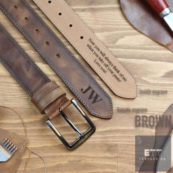 Personalized Leather Belt For Men – Engraved Gift For Him, Custom Anniversary Belt, Gift For Him, Genuine Leather, Engraved Leather Belt