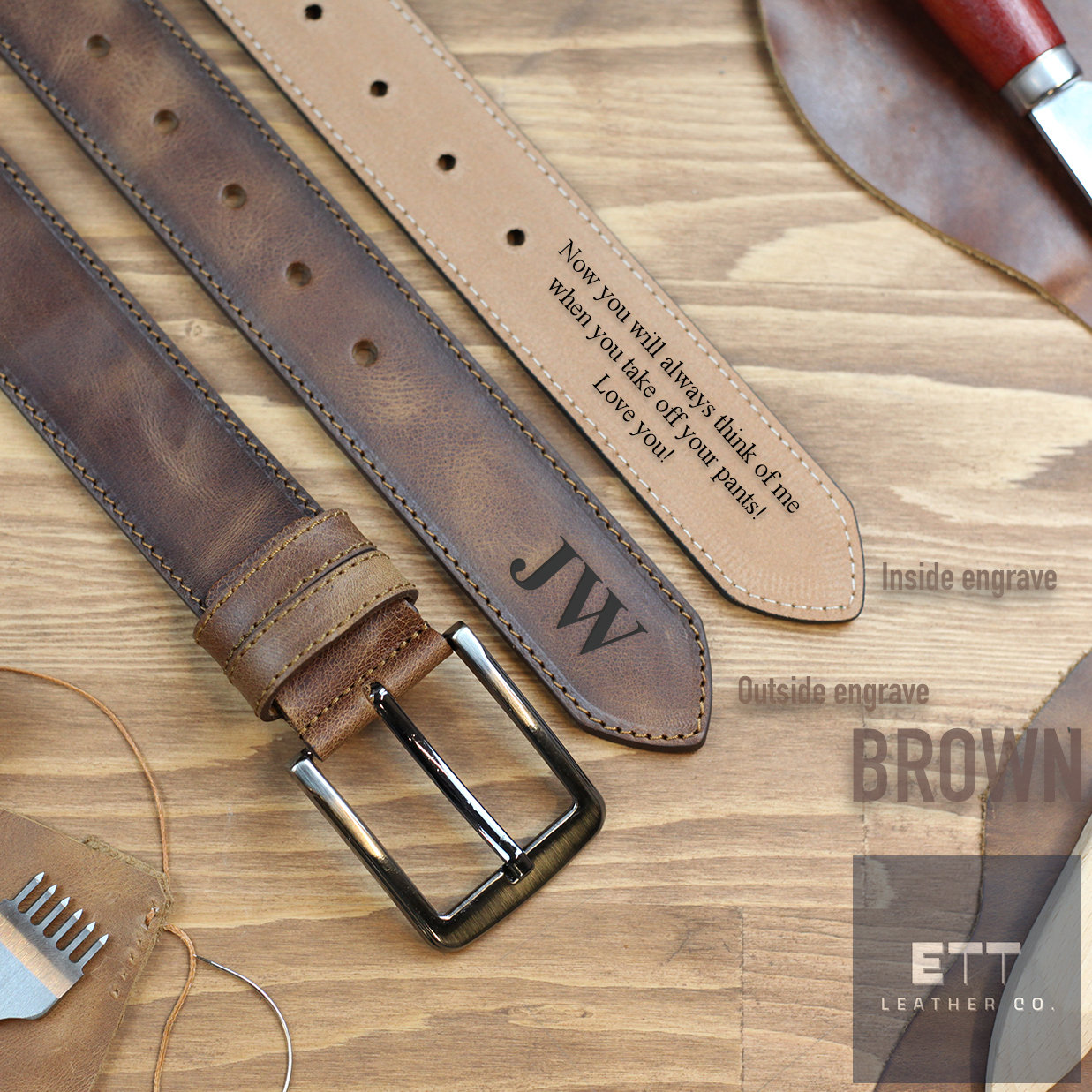 Personalized Leather Belt For Men – Engraved Gift For Him, Custom Anniversary Belt, Gift For Him, Genuine Leather, Engraved Leather Belt