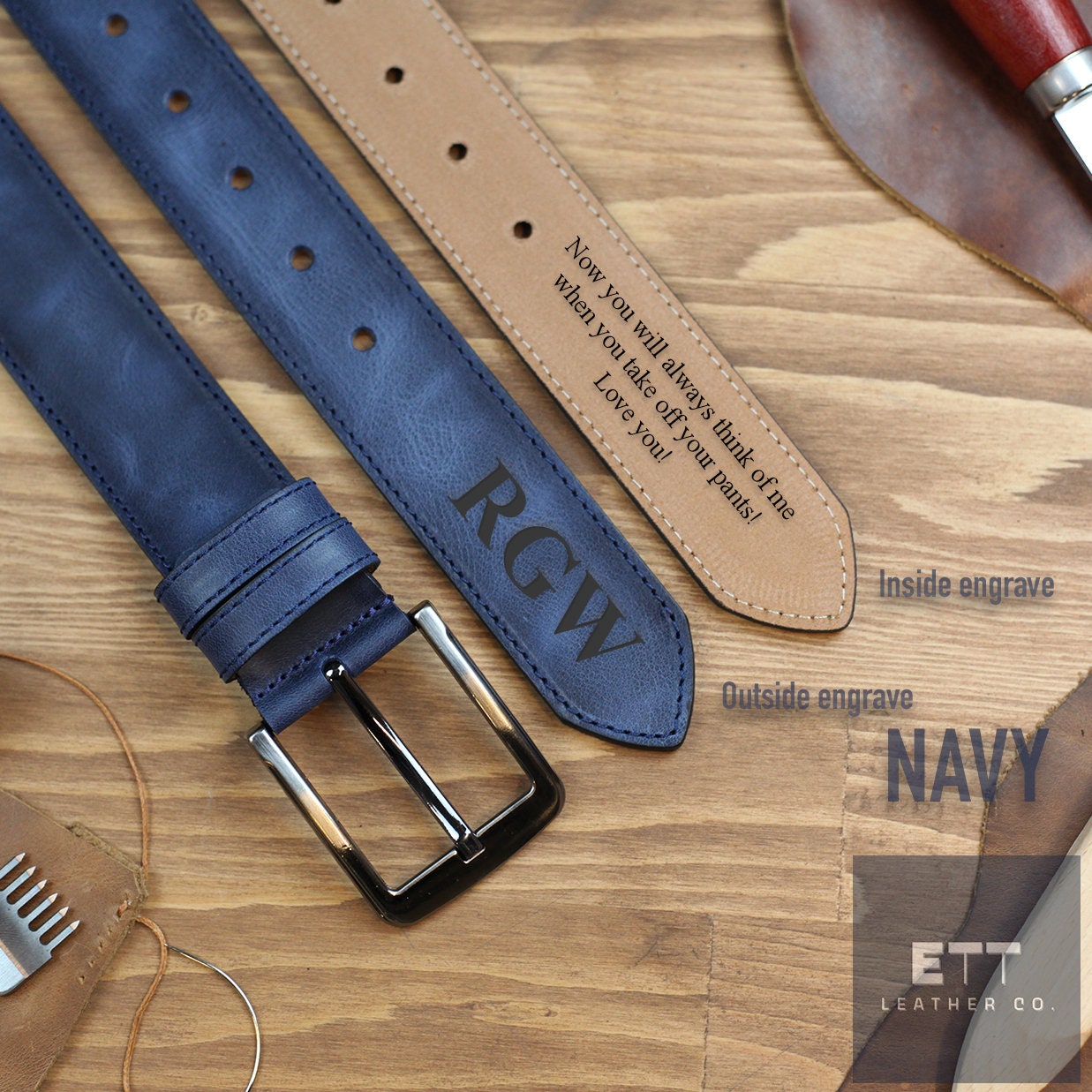 Personalized Leather Belt for Men – Engraved Gift for Him, Custom Anniversary Belt, Gift for Him, Genuine Leather, Engraved Leather Belt - Image 6