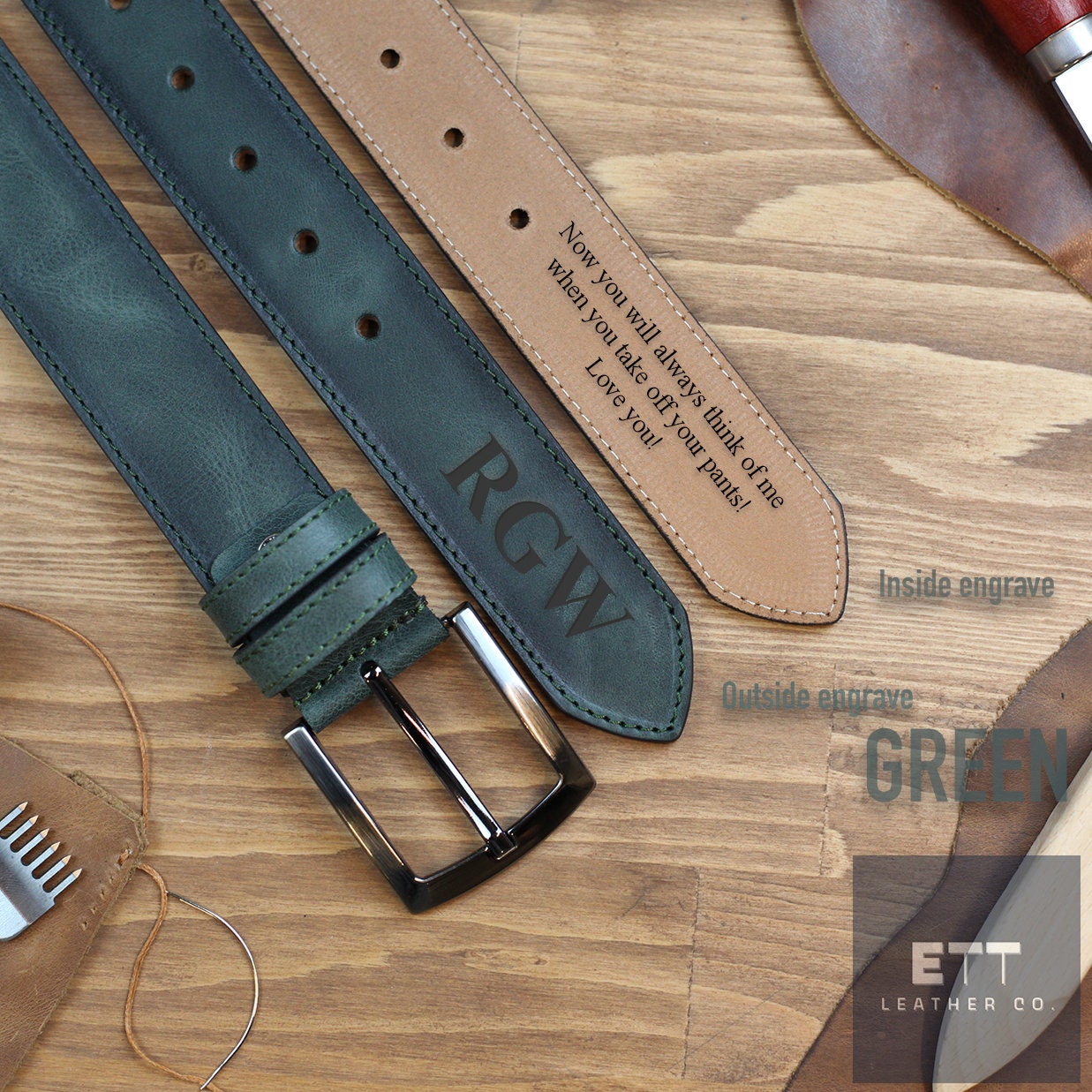 Personalized Leather Belt for Men – Engraved Gift for Him, Custom Anniversary Belt, Gift for Him, Genuine Leather, Engraved Leather Belt - Image 8