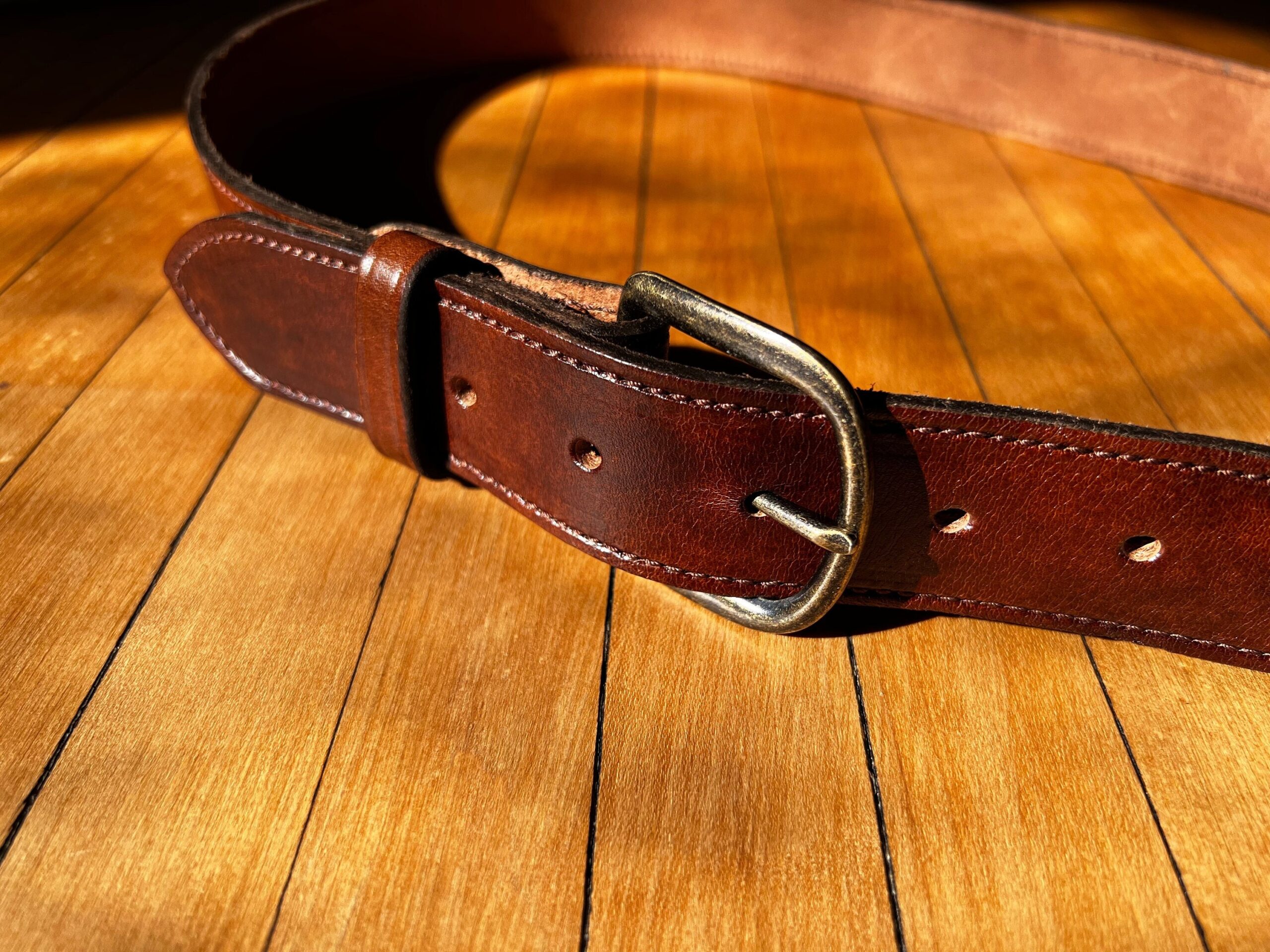 Handmade Brown Leather Belt: Classic Minimalist Style, Made In USA