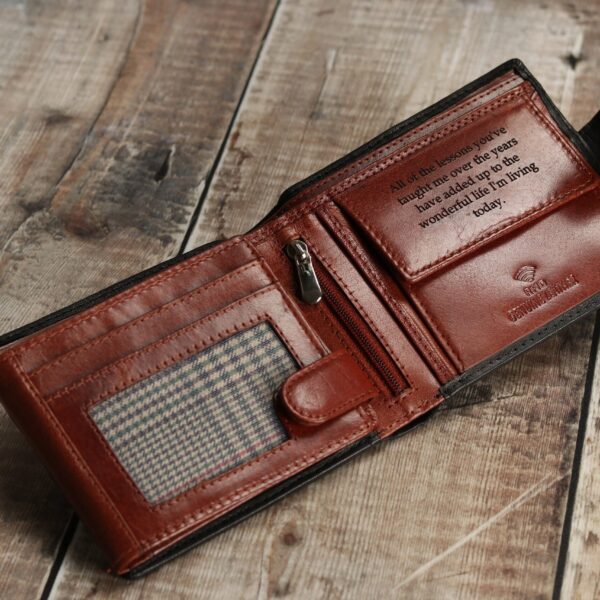 Personalised Men's Wallet, Genuine Soft Black Leather Wallet, Personalized Engraved Valentine's Day Gift For Him, Boyfriend, Dad, Husband