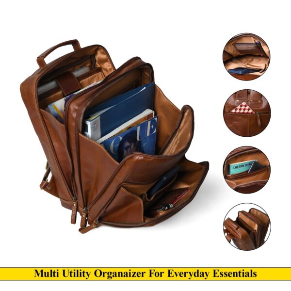 Full Grain Buffalo Leather 15"” Laptop Backpack: Danish Design Travel Bag