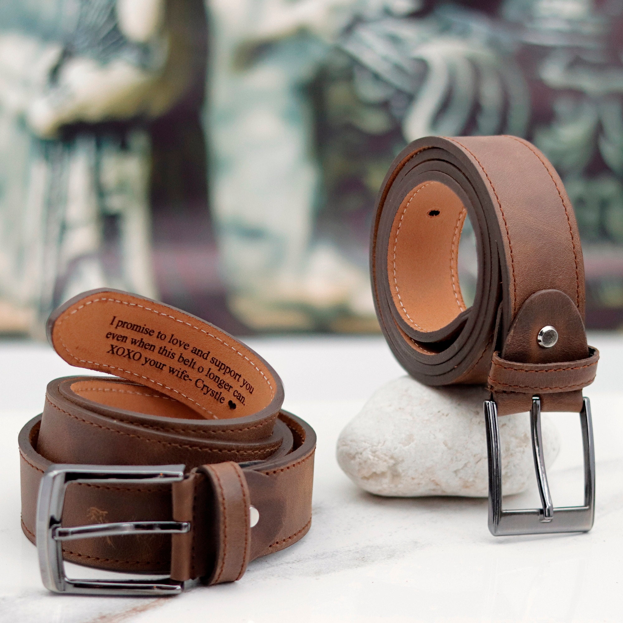 Custom Name Brown Leather Belt: Handcrafted Full Grain - Image 5