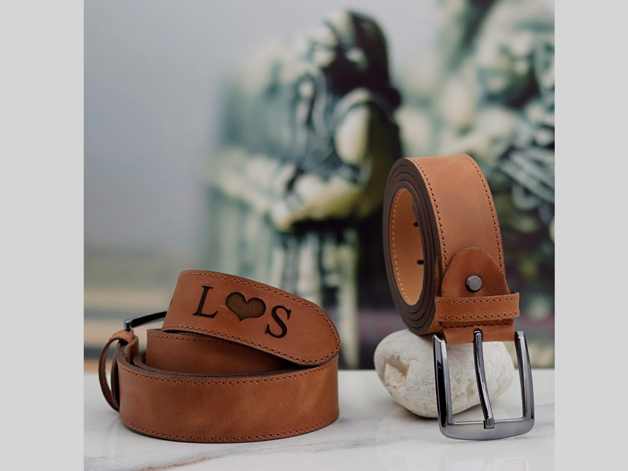 Custom Name Brown Leather Belt: Handcrafted Full Grain - Image 9