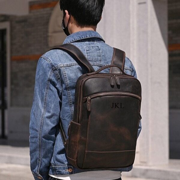 Personalized Full Grain Leather Backpack, Men Leather Travel Backpack, Laptop Backpack, Best Gift For Him, Dad Gift, Father's Day Gift