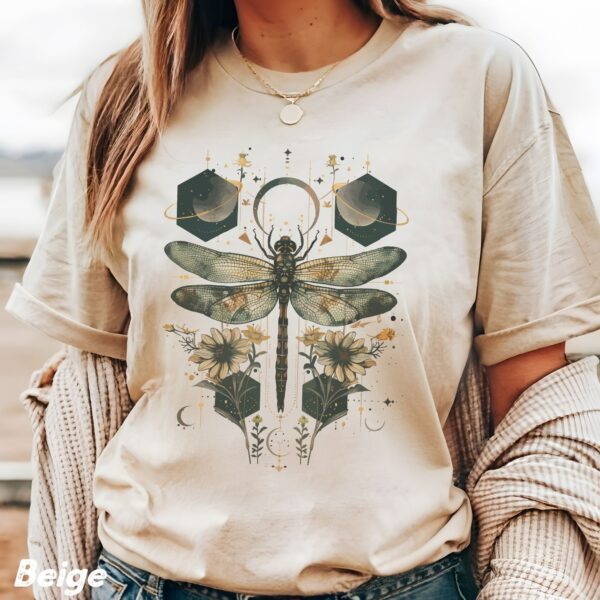 Sweet Goblincore T-Shirt Dragonfly Witchy Whimsigoth T-Shirt Celestial Fairycore Dark Cottagecore Shirt Green Witches Nature Aesthetic T-Shirt Autumn