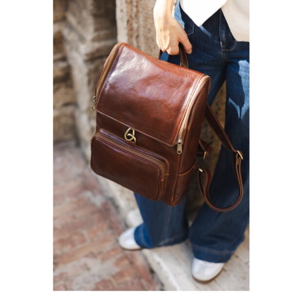 Leather Backpack | Handmade Italian Leather Laptop And Ipad Backpack | Bag For Daily Use, Travel And Work | For Men And Women