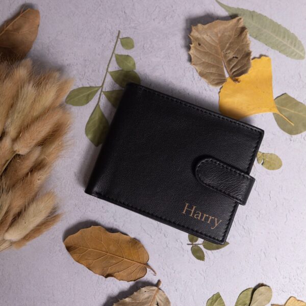 Personalised Men's Wallet, Genuine Soft Black Leather Wallet, Personalized Valentine's Day Gift, Birthday Gift For Dad,Him,Boyfriend,Husband