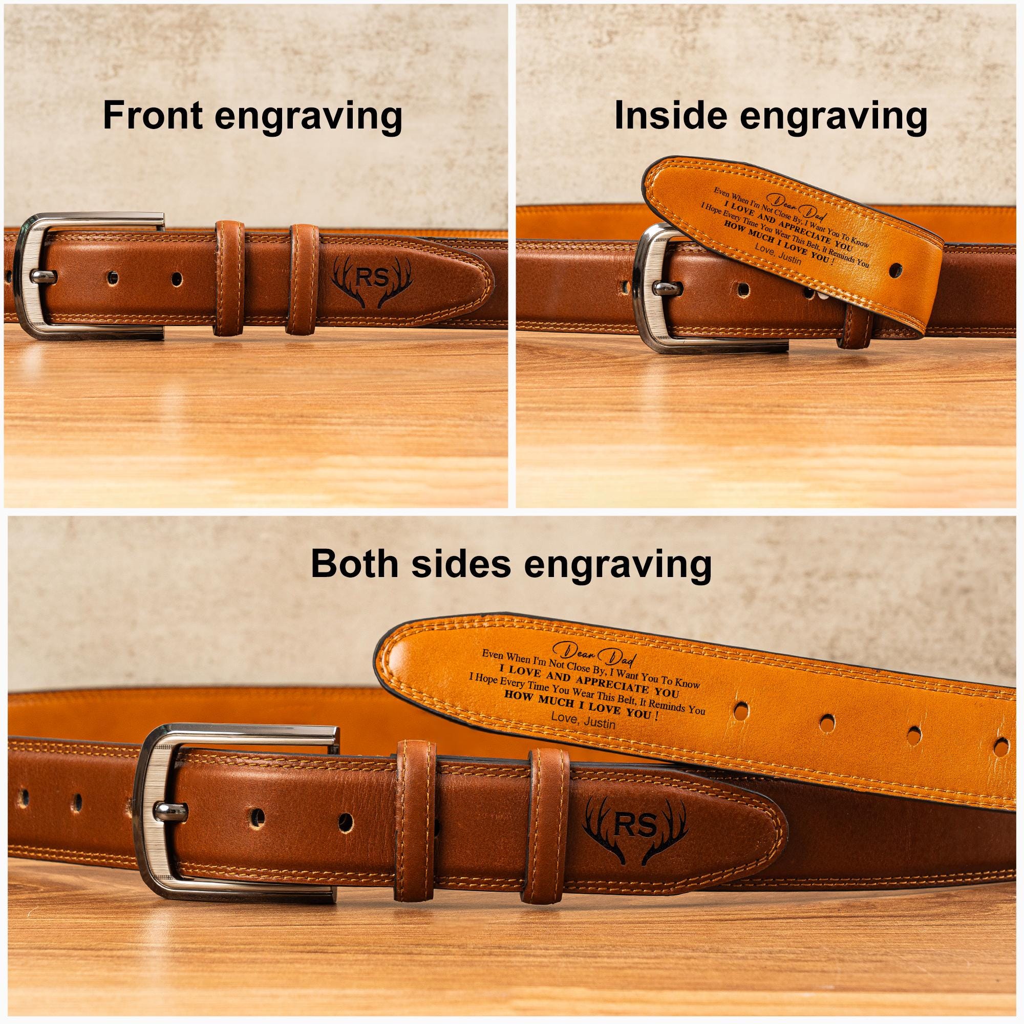 Personalized Leather Belt, Custom Leather Belt for Dad, Christmas Day Gift for Boyfriend, Unique Gift for Husband, Anniversary Handmade Belt - Image 4