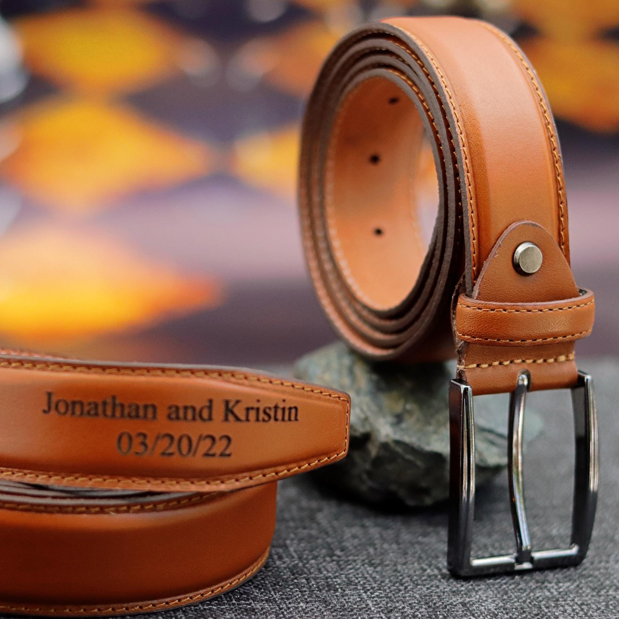 Personalized Black Leather Belt: Custom Engraved Top Grain - Image 3