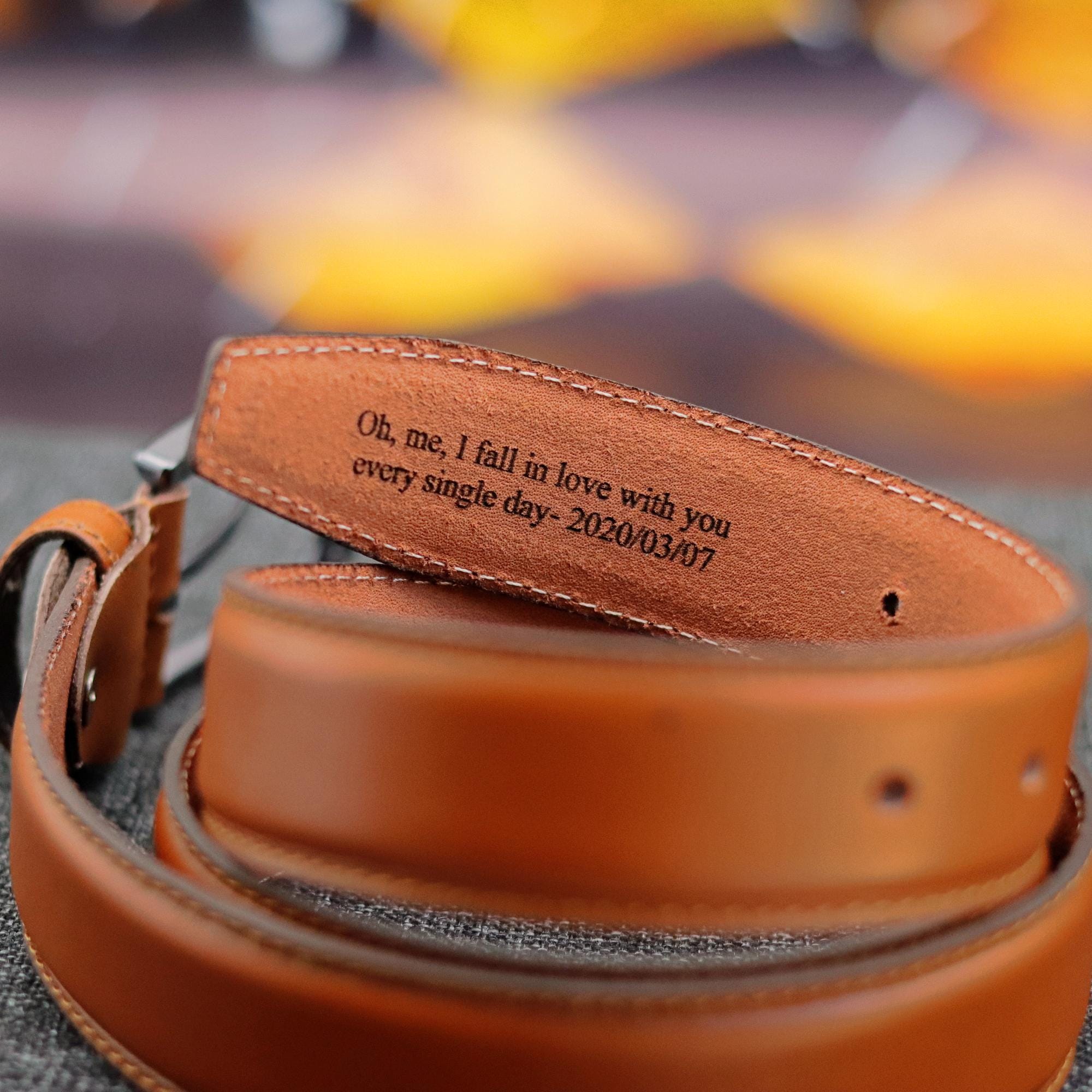 Personalized Black Leather Belt: Custom Engraved Top Grain - Image 8