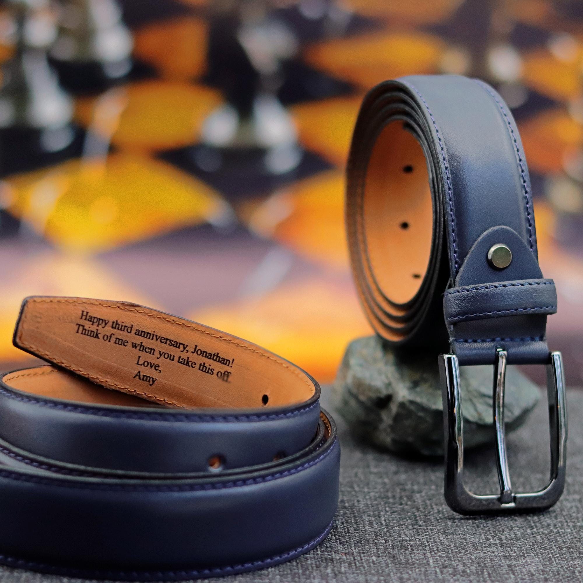 Personalized Black Leather Belt: Custom Engraved Top Grain - Image 5