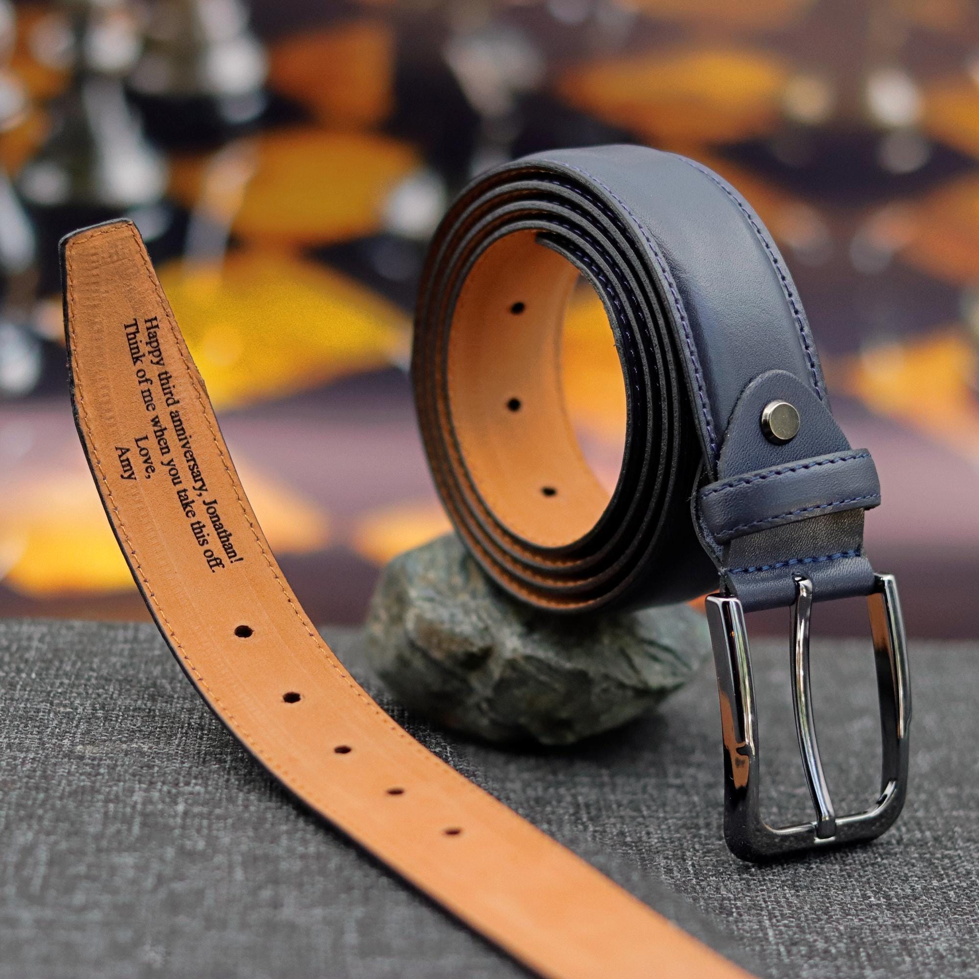 Personalized Black Leather Belt: Custom Engraved Top Grain - Image 7