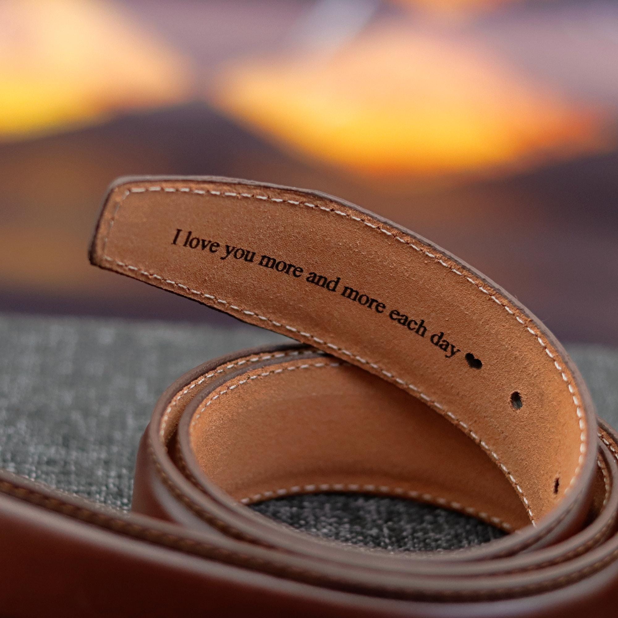 Personalized Black Leather Belt: Custom Engraved Top Grain - Image 4