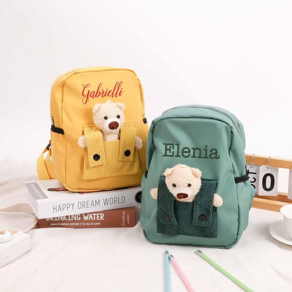 Teddy Bear Backpack Toddler Backpack, Custom Name Backpack,Embroidered Name School Bag For Toddler,Children Backpack,Gift Birthday Child