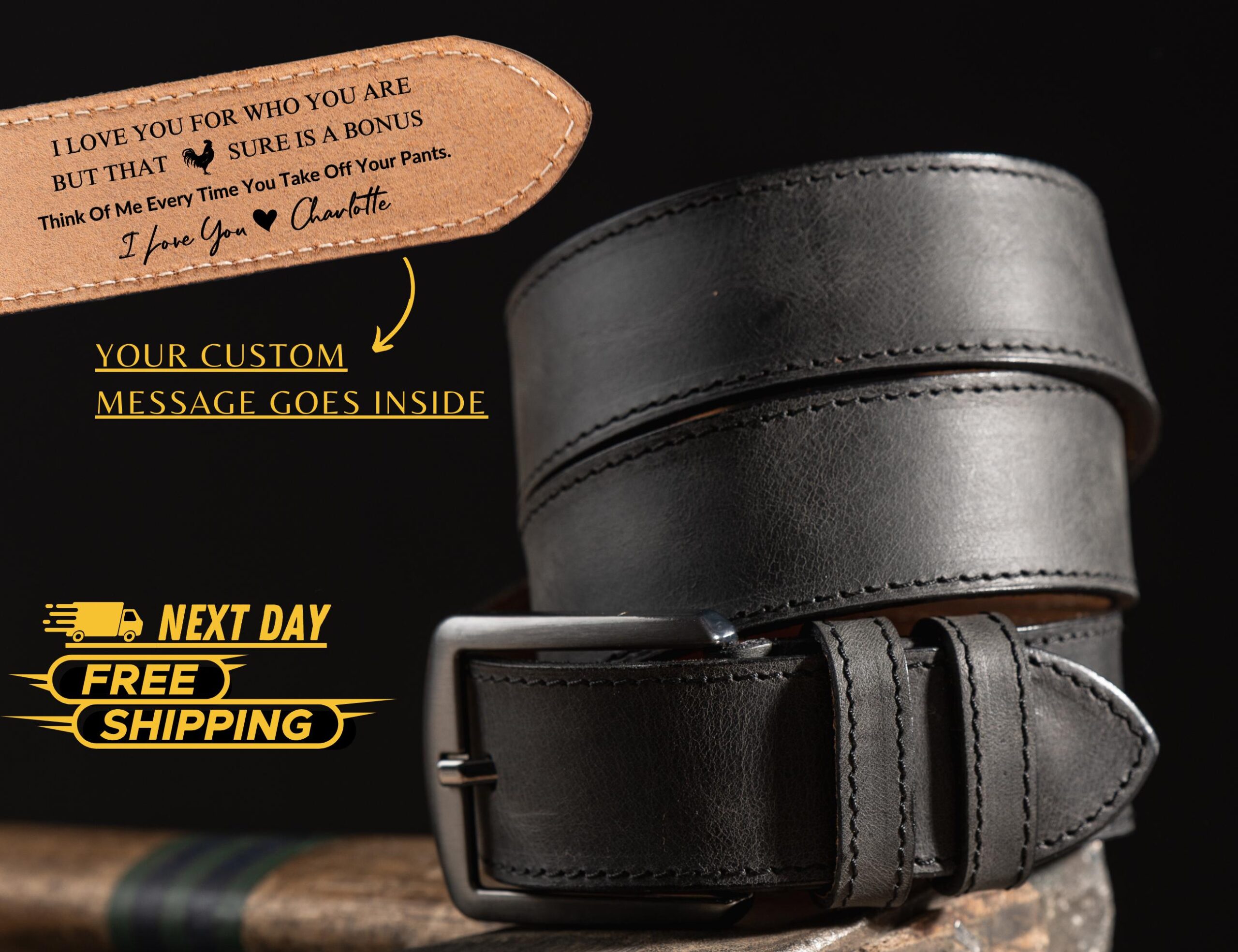 Personalized Leather Belt for Anniversary - Handcrafted Custom Belt for Him, Valentines Day Gift for Husband, Unique Boyfriend Gift - Image 3