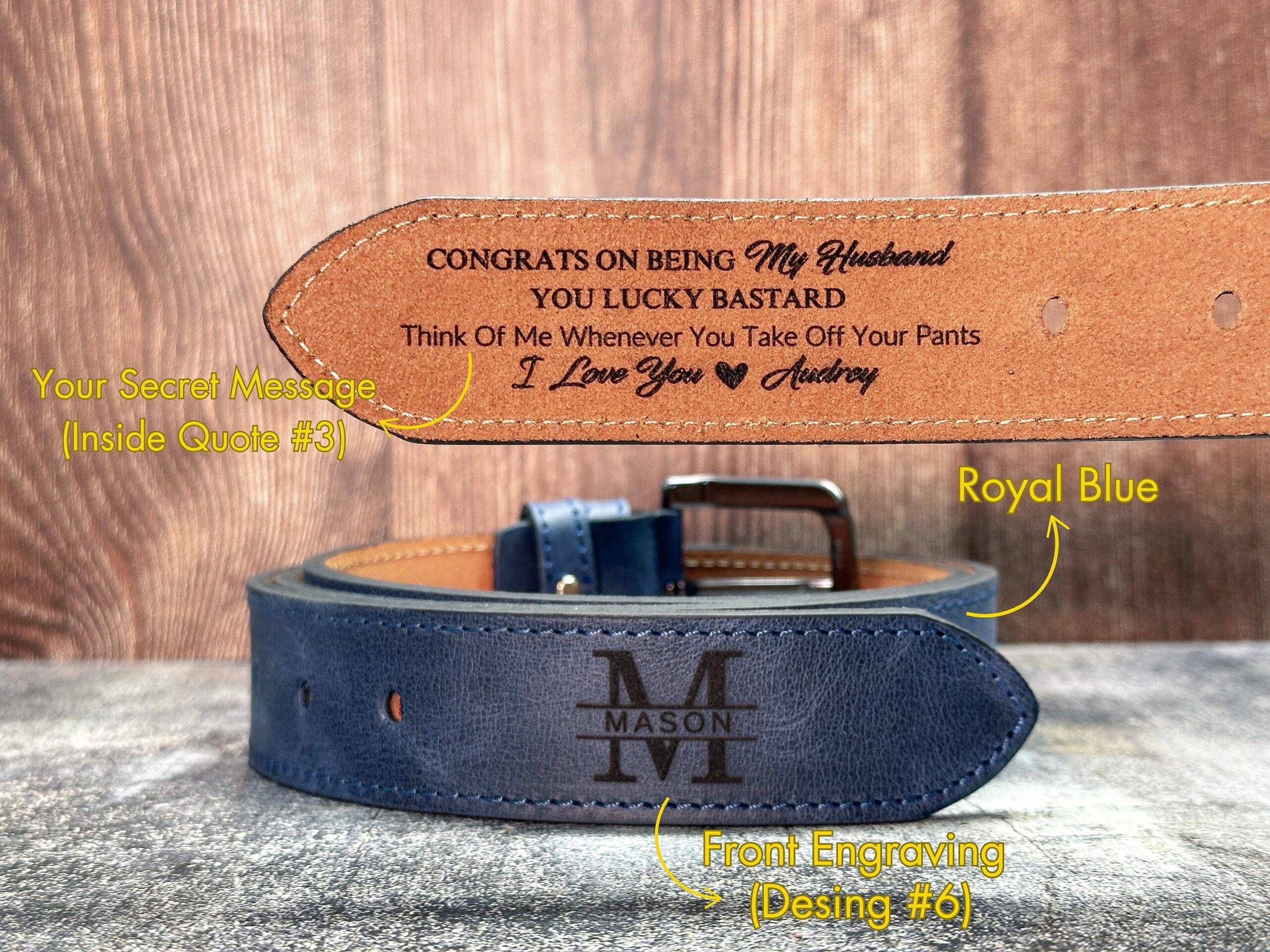 Funny Gift for Men, Valentines Gift, Custom Engraved Leather Belt for Husband, Personalized Leather Belt, Valentines Gift, Anniversary Gift - Image 6