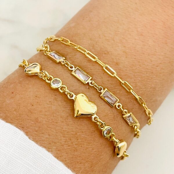 18K Gold Filled Bracelet Set: Dainty Crystal Stackable Bracelets