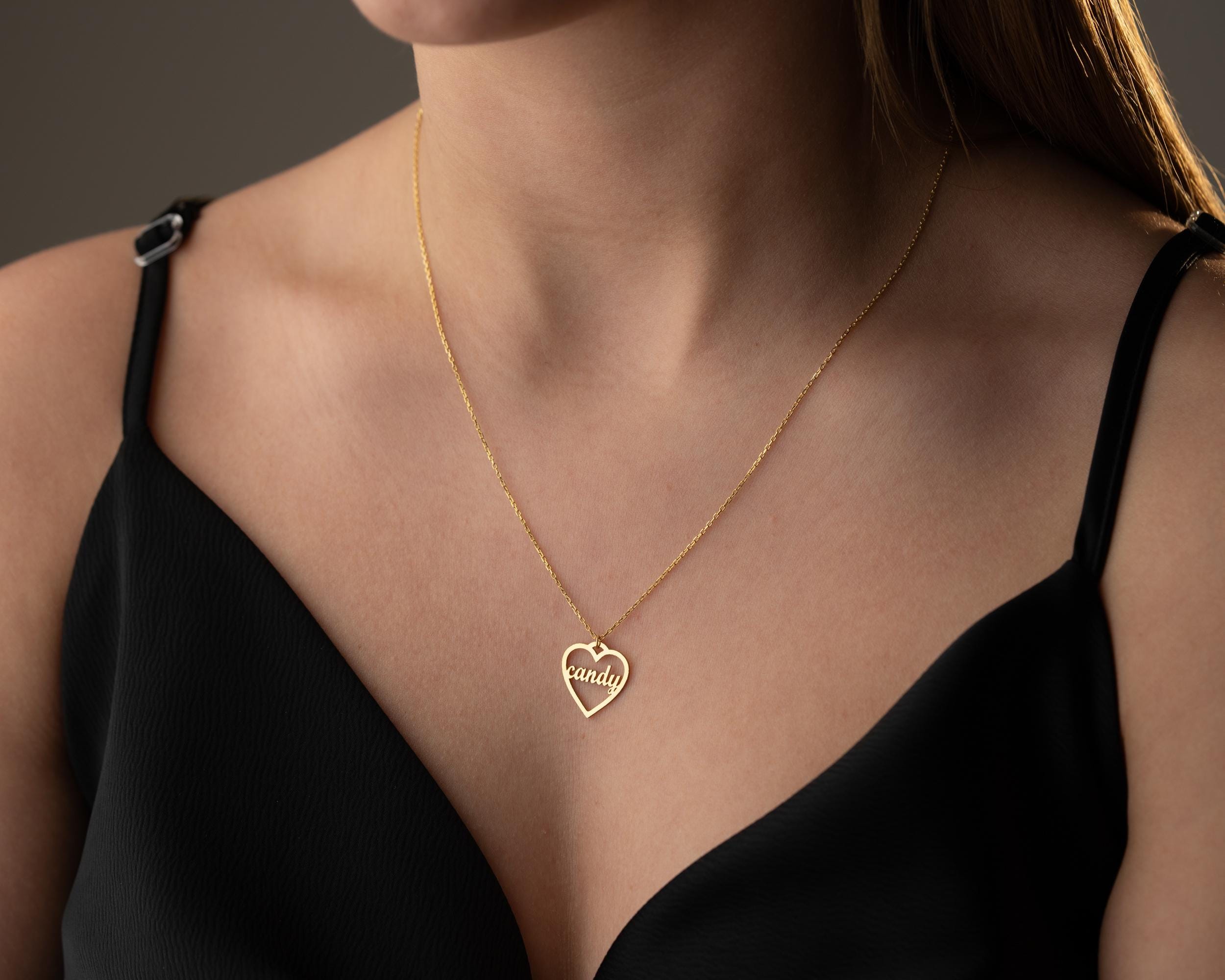 14K Gold Plated Personalized Heart Name Christmas Necklace 925 Sterling Plated– Gift for Her - Image 9