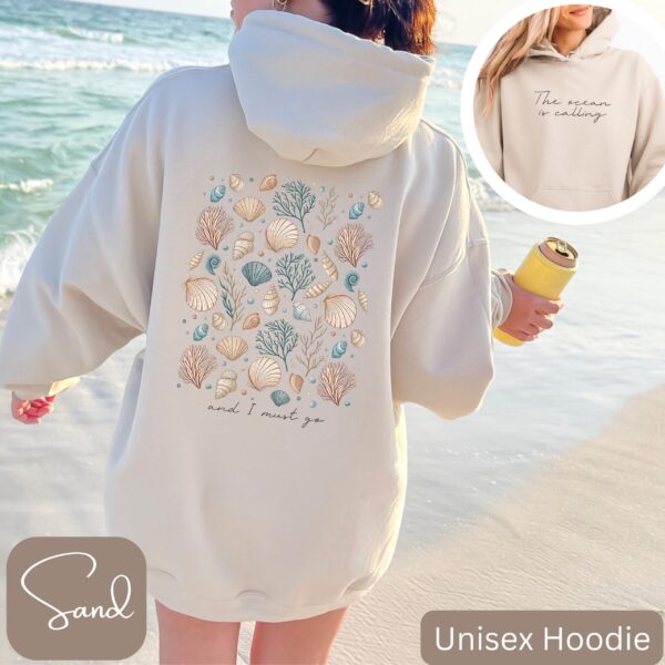 Beach Hoodie, The Ocean Is Calling And I Must Go, Seashell Hoodie, Summer Beach Sweatshirt, Ocean Hoodie, Beach Lover Gift, Ocean Sweatshirt