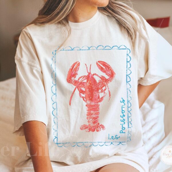 Comfort Colors Lobster Graphic T-Shirt: French Coastal Tee