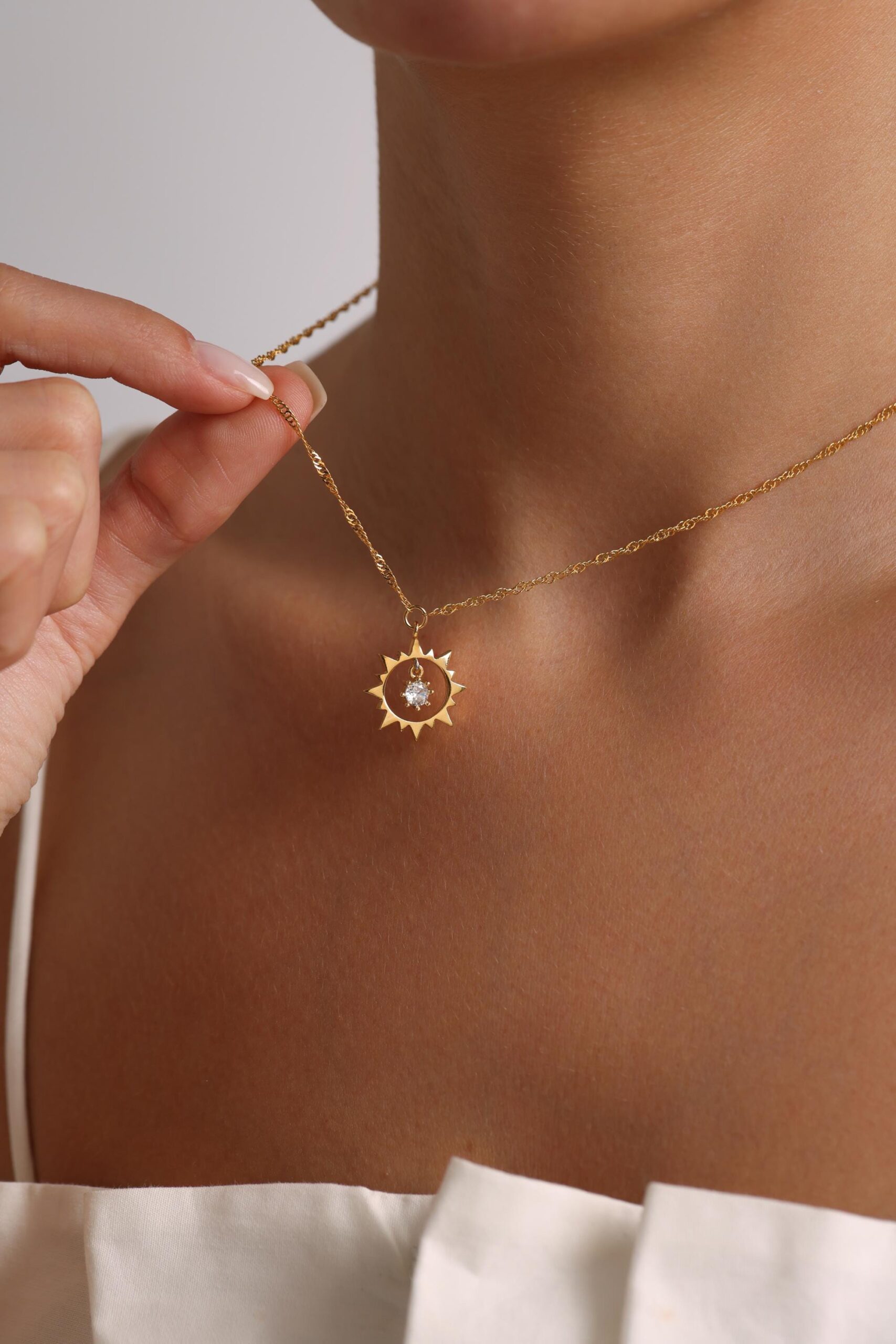 Sun Pendant Birthstone Necklace, Gold Sun Birthstone Necklace, Unique Birthstone Gift, Gift For Her, Mothers Day Necklace, Christmas Gift