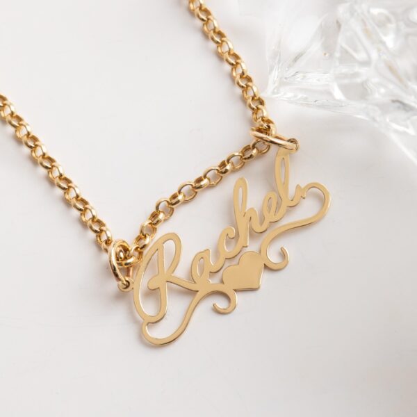 14K 18K Solid Gold Name Pendant, Custom Nameplate Charm, Personalized Woman Name Pendant, Real Gold Dainty Heart Necklace, Cute Gift For Her