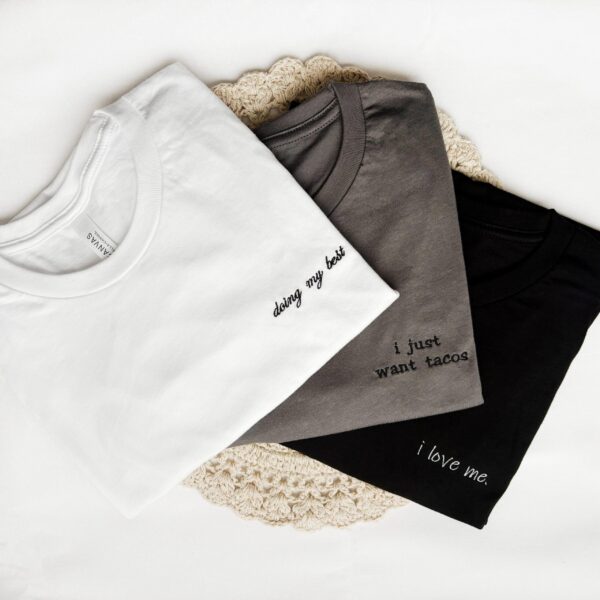 Custom Embroidered T-Shirt, Short Sleeve, Gifts For Valentines, Personalized, Weddings, Gifts, Matching, Friends, Men's, Women's, Kids