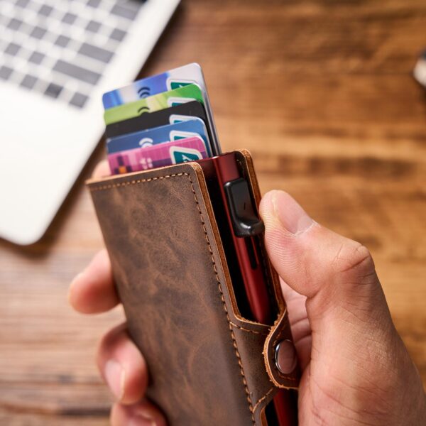 Leather Pop Up Wallet, RFID Mechanical Card Holder, Mens Wallet, Gifts For Him, Pop Up Wallet, Custom Leather Wallet, Anniversary Gift