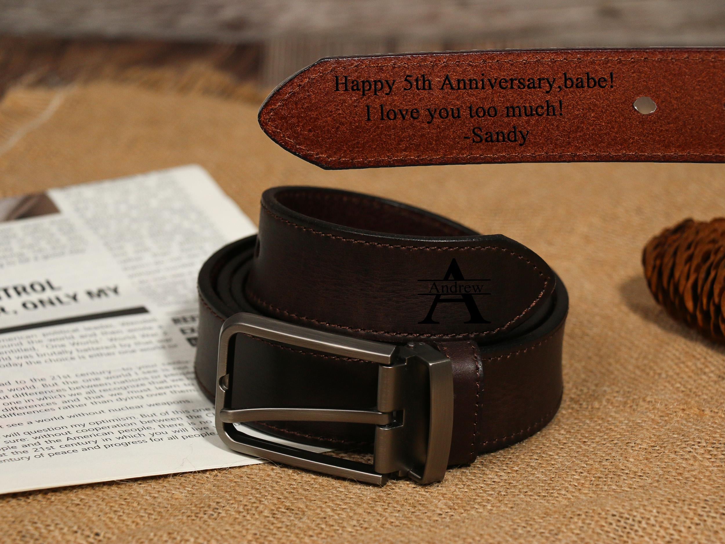 Personalized Leather Belt for Anniversary - Handcrafted Custom Belt for Him, Valentines Day Gift for Husband, Unique Boyfriend Gift - Image 3