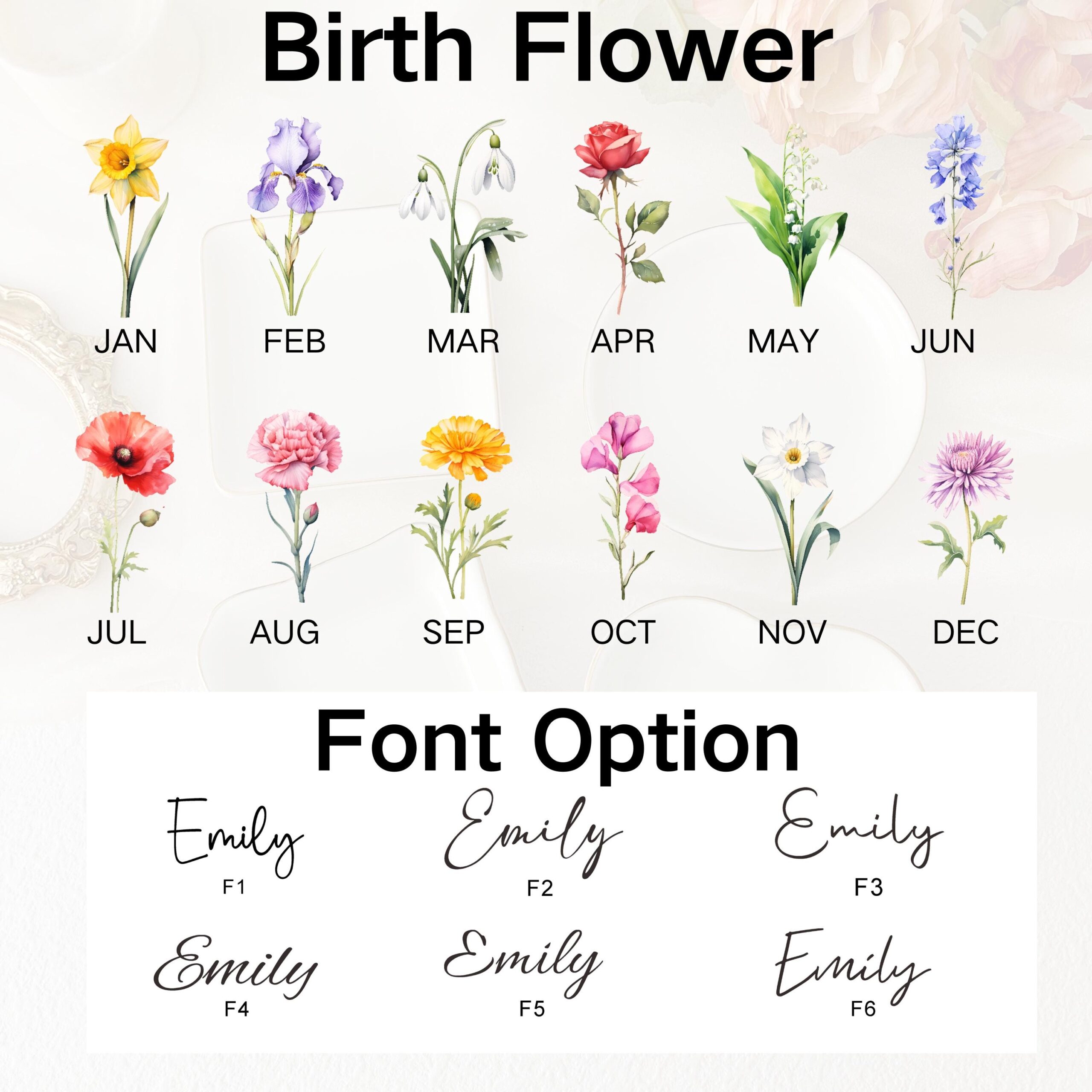 Personalised Birth Flower Trinket Dish/ Custom Watercolor Flower Ring Dish/ Christmas Gifts/ Wedding Bridesmaid Gift/ Birthday Jewelry Dish - Image 4