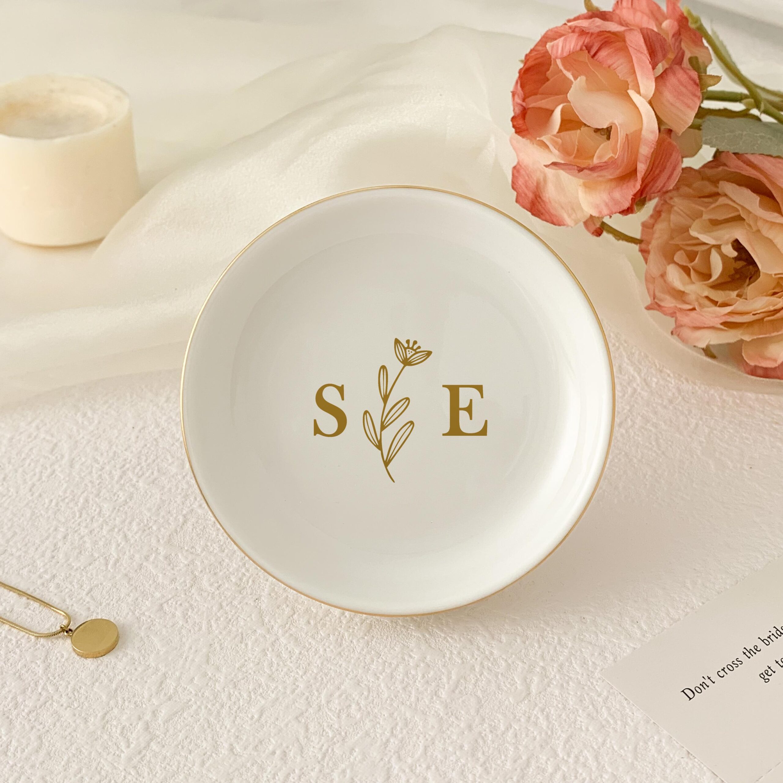 Personalised Birth Flower Trinket Dish/ Custom Watercolor Flower Ring Dish/ Christmas Gifts/ Wedding Bridesmaid Gift/ Birthday Jewelry Dish - Image 7