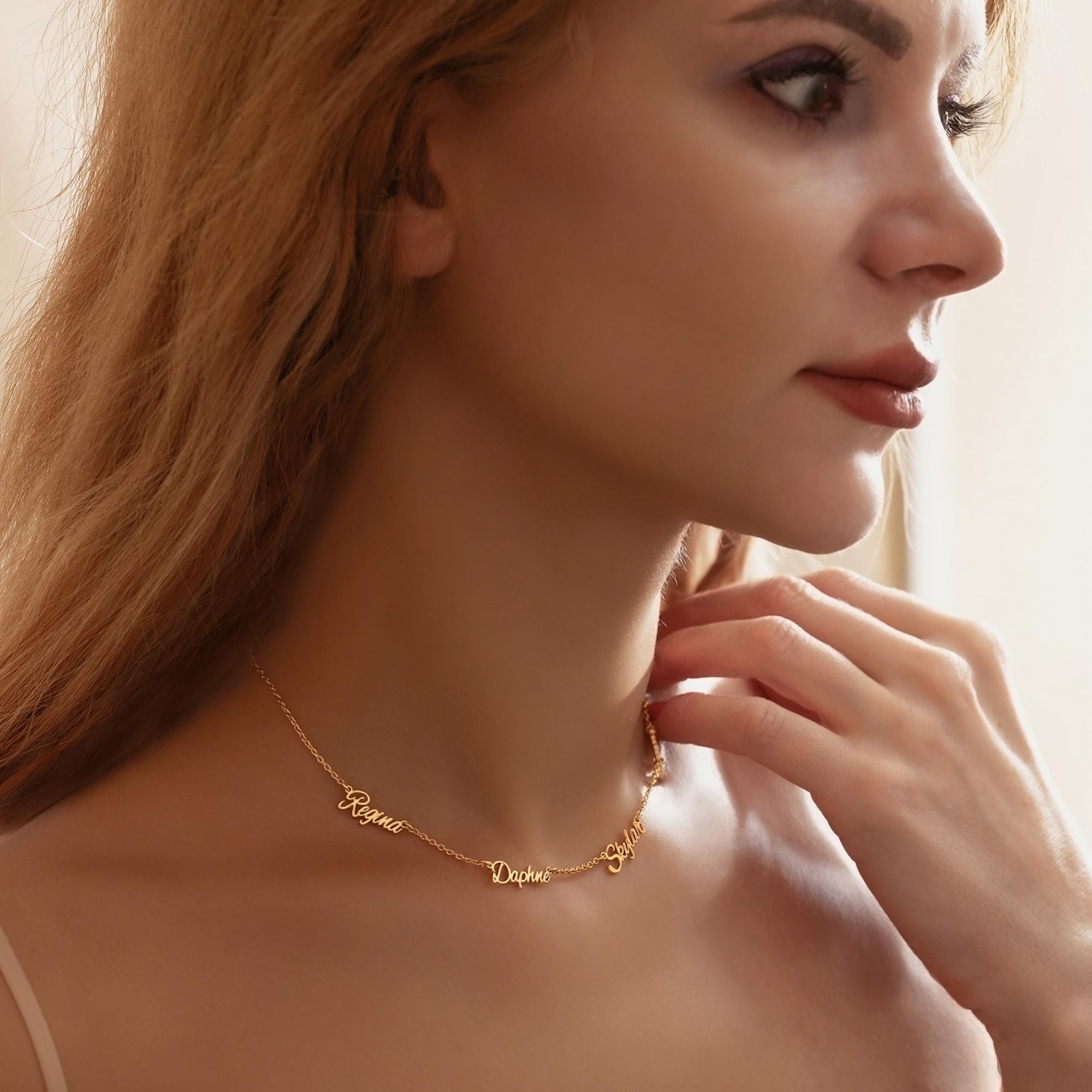 Multiple Name Necklace, Two Three Name Necklace, Personalized Necklace With Name, Name Jewelry, Family Gift, Mother Gift, Christmas Gifts