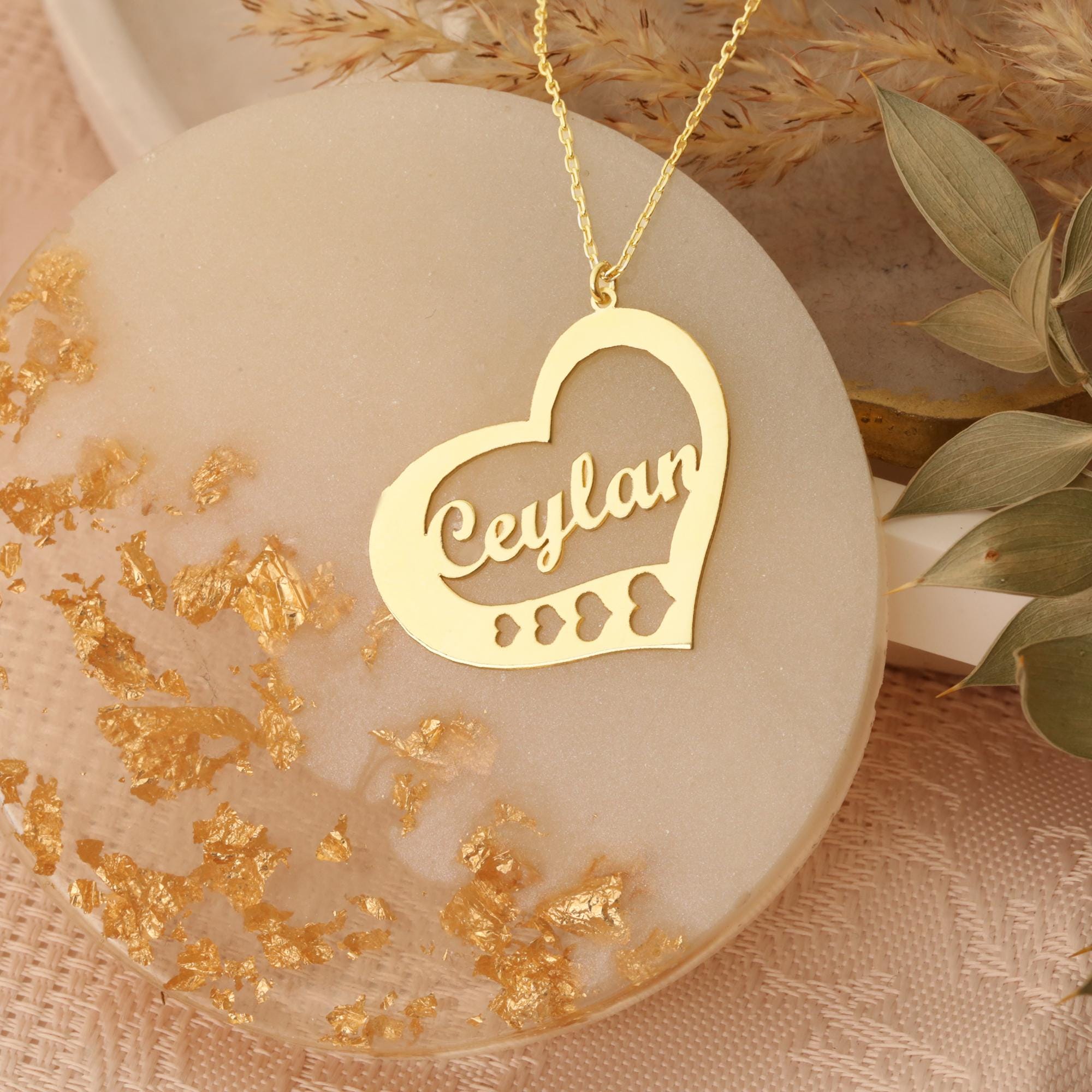 14K Gold Heart Name Necklace: Personalized Sterling Silver Jewelry - Image 4