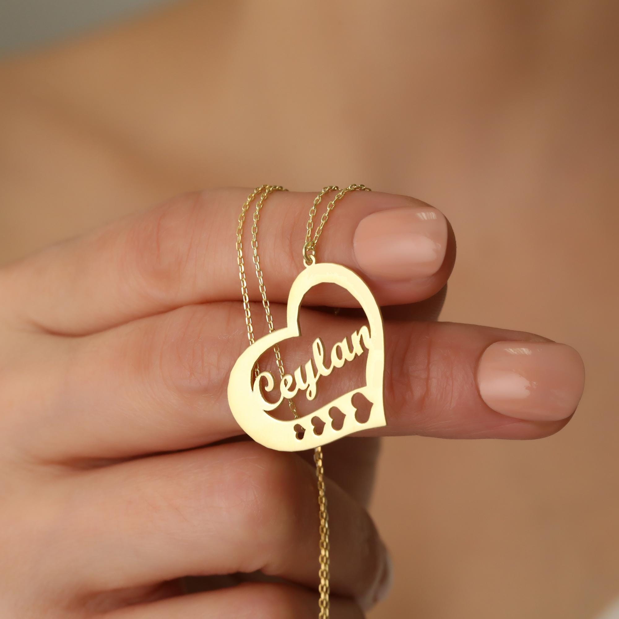 14K Gold Heart Name Necklace: Personalized Sterling Silver Jewelry - Image 5