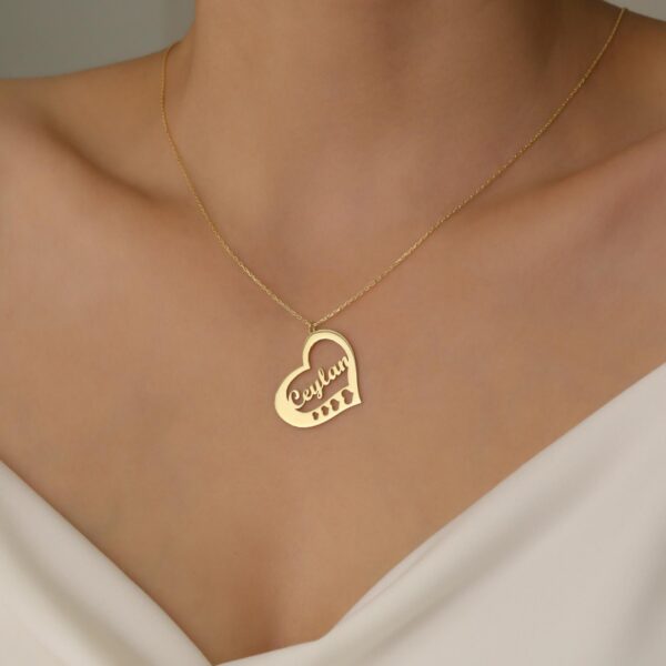 14K Gold Heart Name Necklace: Personalized Sterling Silver Jewelry