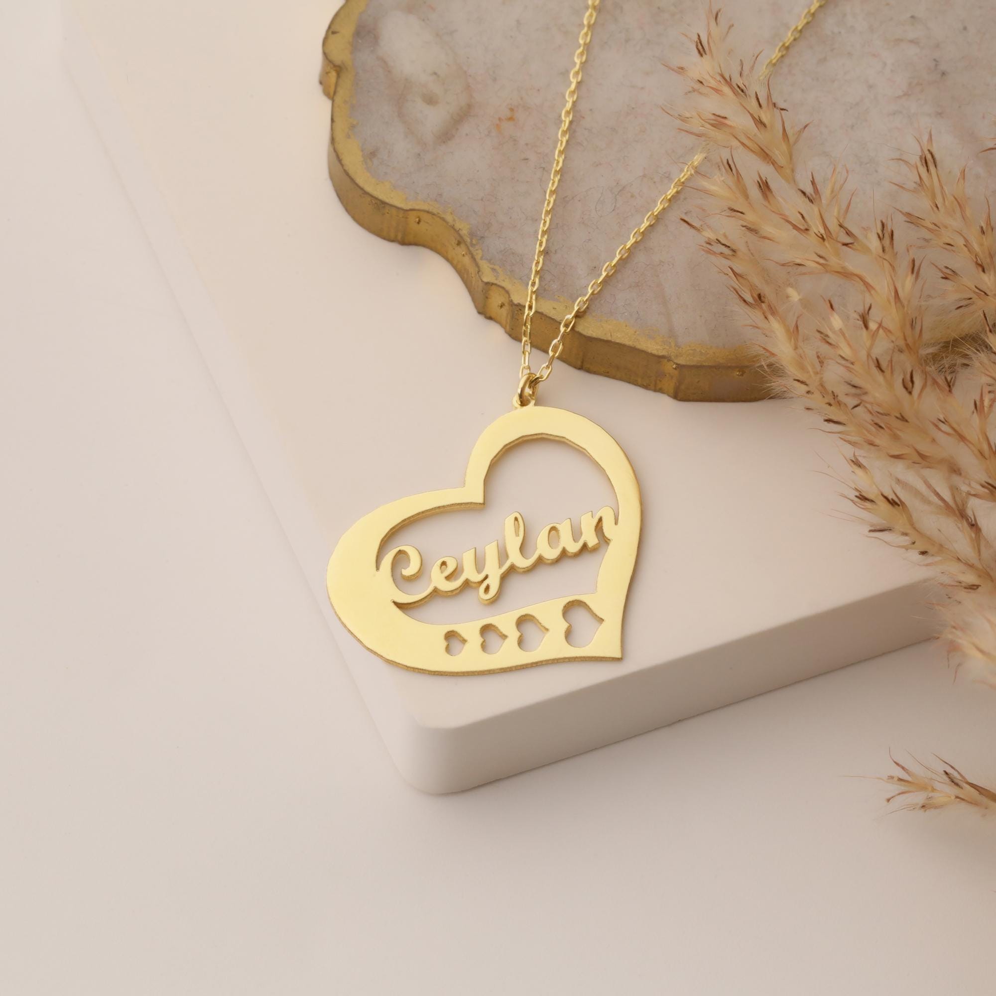 14K Gold Heart Name Necklace: Personalized Sterling Silver Jewelry - Image 3