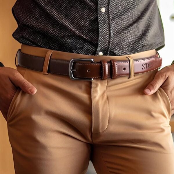 Custom Engraved Monogrammed Leather Belt With Name, Personalized Dad’s Groove Belt, Personalized Leather Belt For Dad, Grandpa Or Uncle