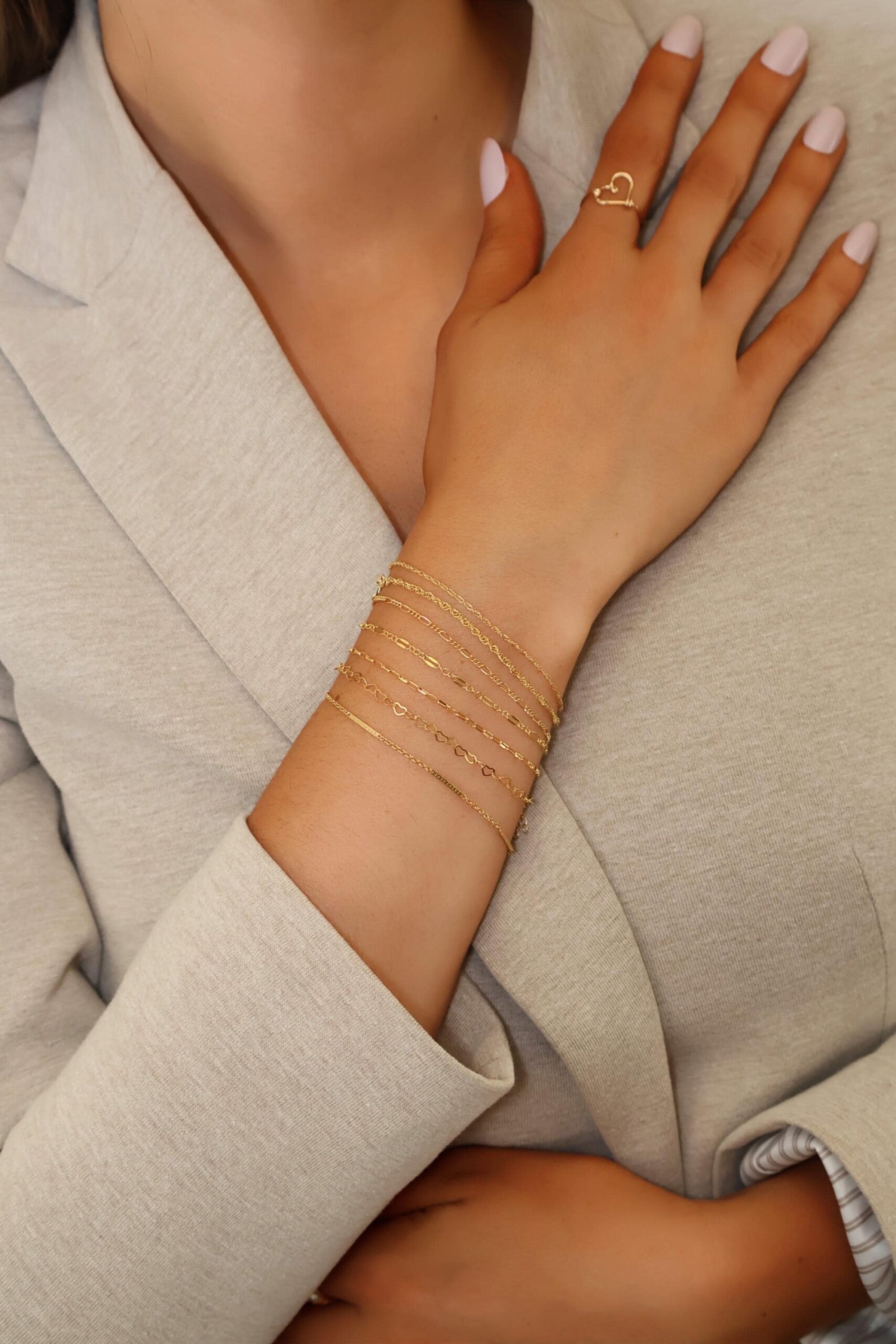 14 karat Gold Filled Waterproof Bracelets For Her · Minimalist Jewelry · Custom Gold Stacking Chains · Bridesmaid Gift · Bracelet Sets - Image 3