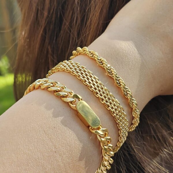 18K Gold Stacked Link Bracelet, Curb Bracelet, Gift For Her, Gift For Him, Engraved Bracelet, Dainty Bracelet, Christmas Gift, Black Friday