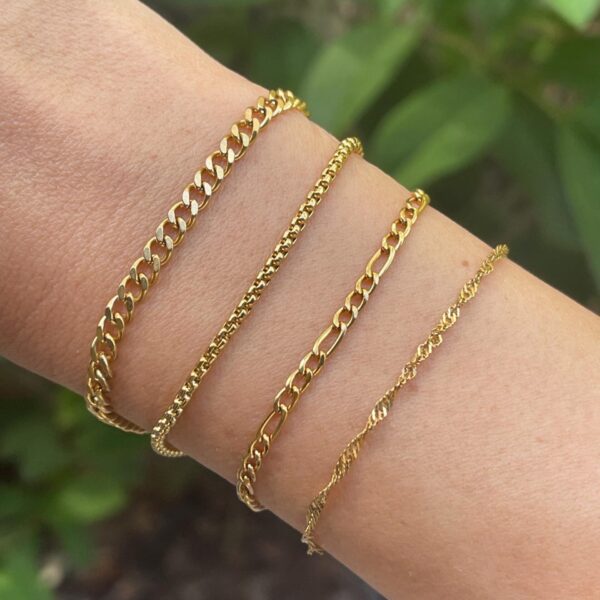 18K Gold Filled Bracelets,Paperclip ,Herringbone ,Rope,Snake Chain Bracelet,Everyday Waterproof Minimalist Bracelet, Christmas Gift For Her