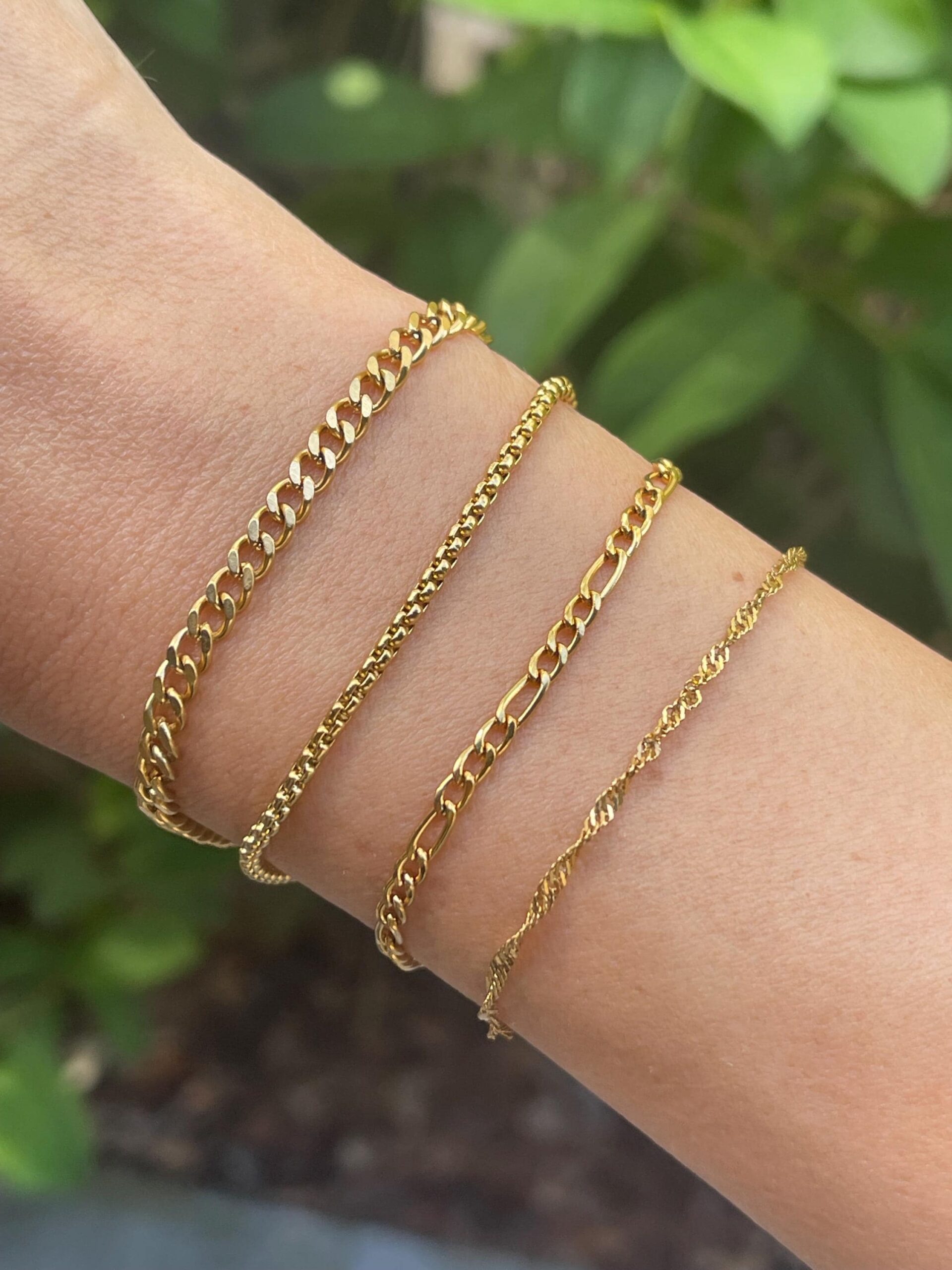 18K Gold Filled Bracelets,Paperclip ,Herringbone ,Rope,Snake Chain Bracelet,Everyday Waterproof Minimalist Bracelet, Christmas Gift For Her