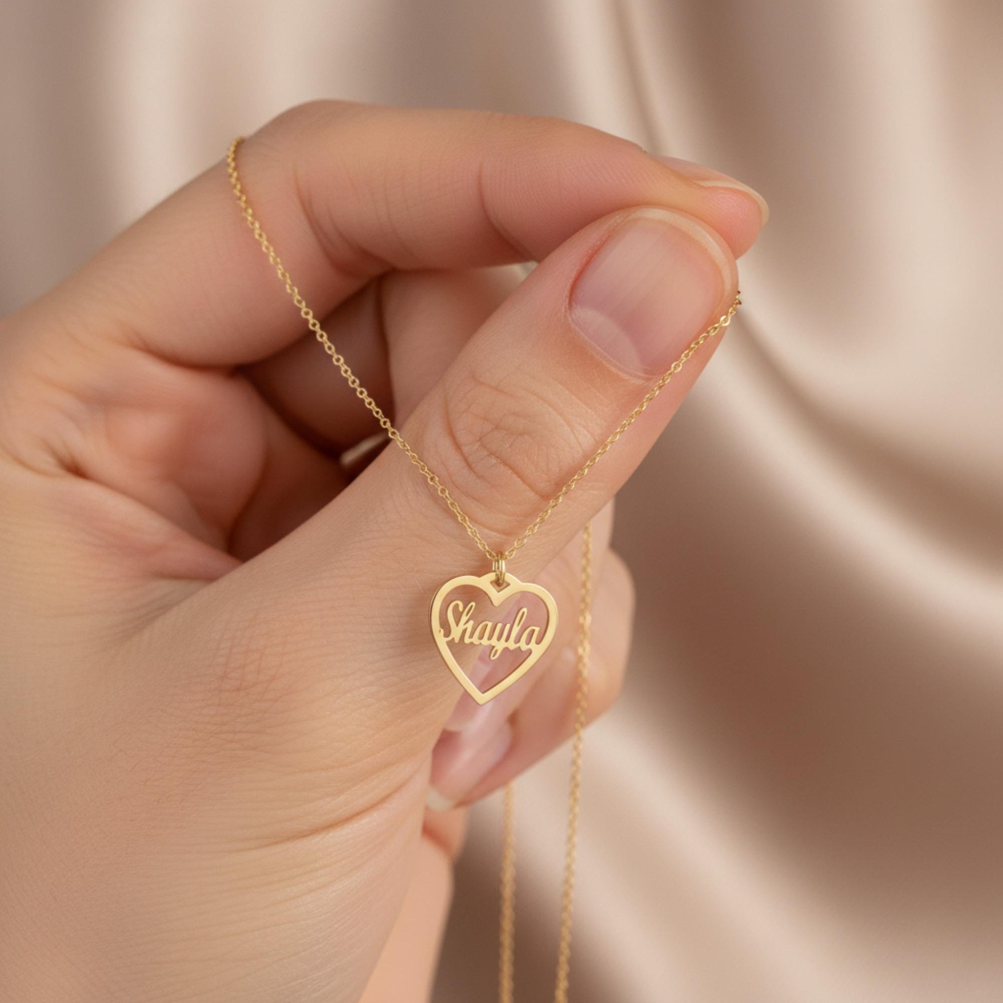 14K Gold Plated Personalized Heart Name Christmas Necklace 925 Sterling Plated– Gift for Her - Image 6