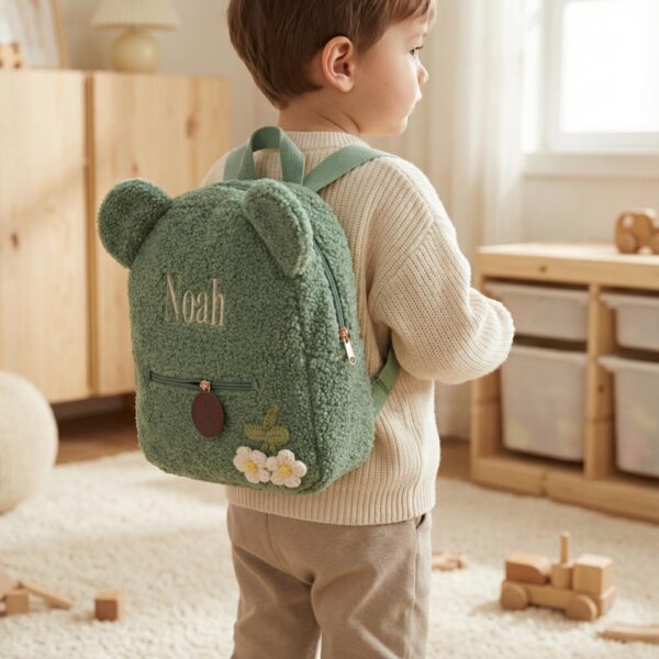 Personalized Teddy Bear Backpack, Embroidered Name, Plush Toddler Bag