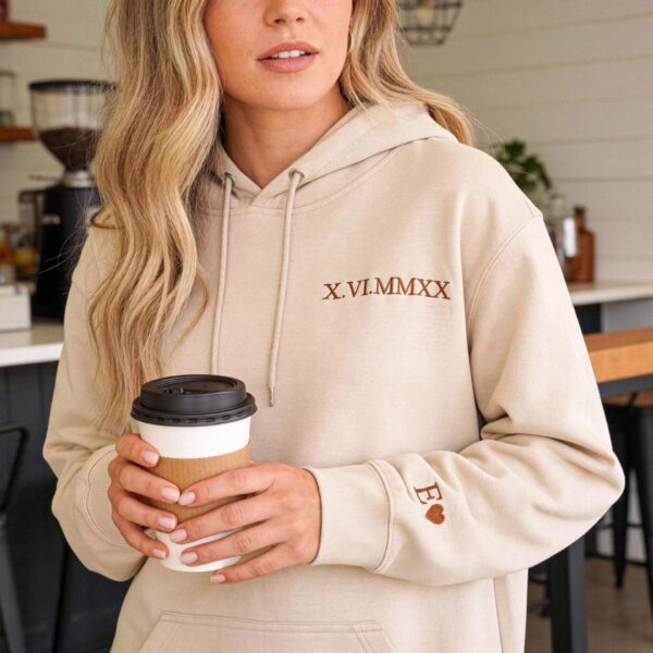 Embroidered Roman Numeral Sweatshirt,Personalized Roman Numeral Hoodie,Roman Numerals Hoodie,Valentines Gift, Anniversary Gift,Couples Gift