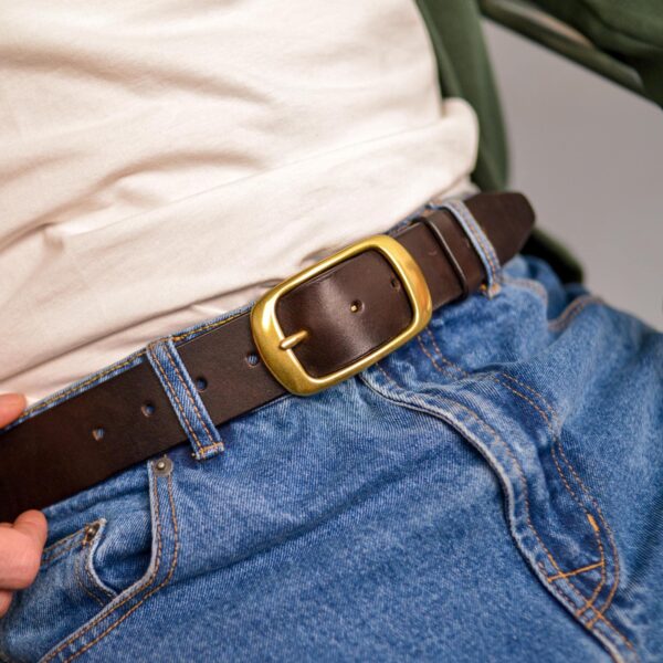 Handmade Brown Full Grain Leather Belt – Minimalist Style, Everyday Wear